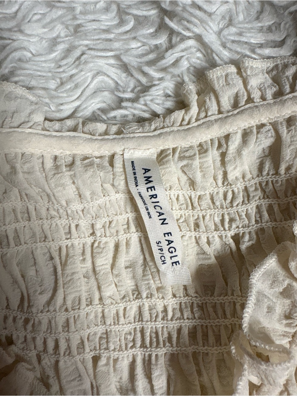 American Eagle Outfitters Cream Smocked Tube Top